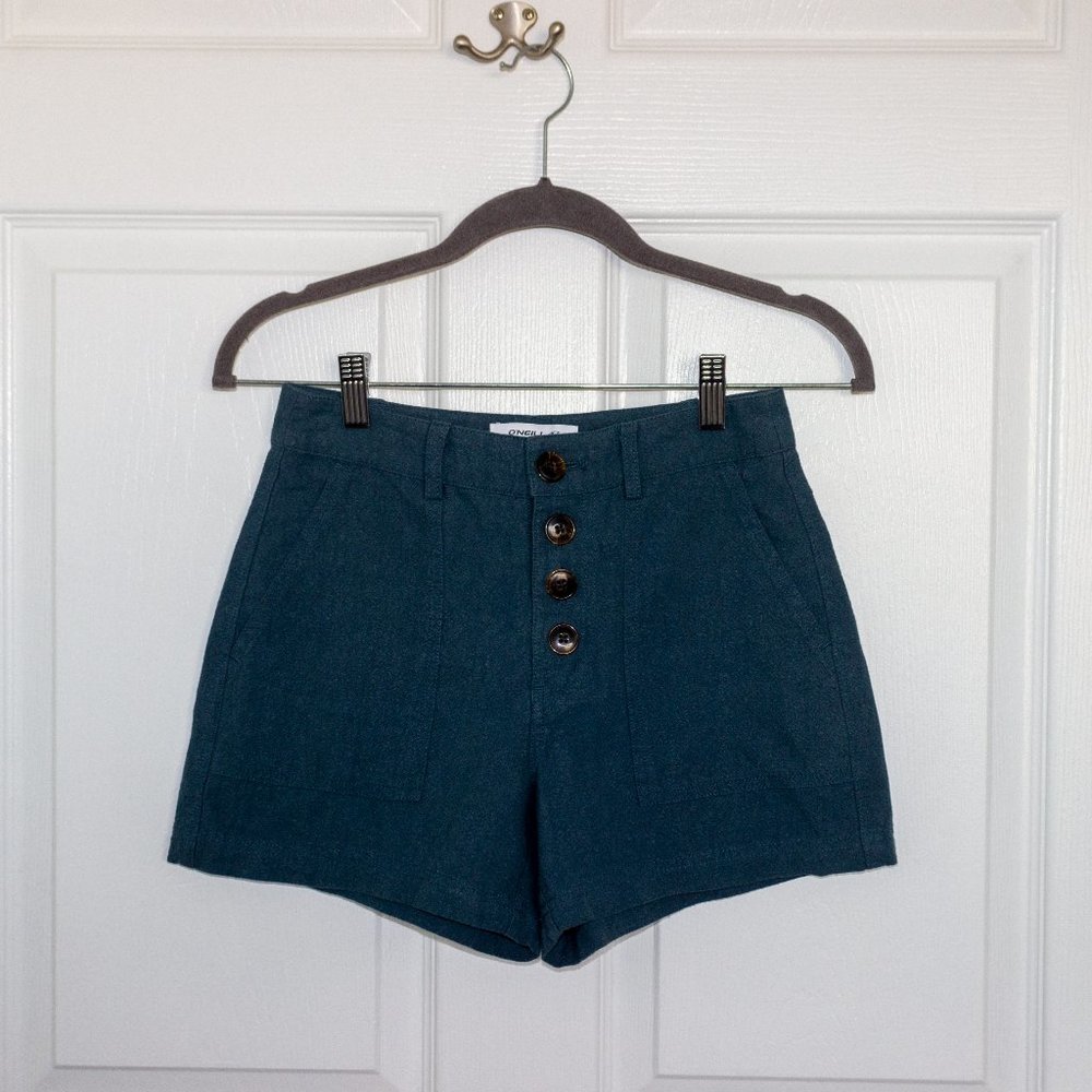 O'Neill high waisted navy blue linen shorts